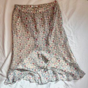 [Madewell] Madewell Multicolor Floral High Low Ruffled Chiffon Skirt Sz 2